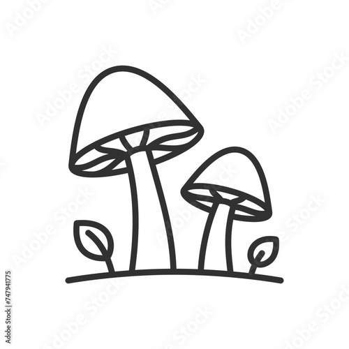 Mushrooms, linear icon. Line with editable stroke
