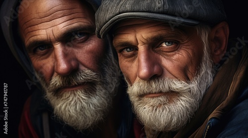Two elderly men with white beards and hats, suitable for retirement or senior lifestyle concepts © Fotograf