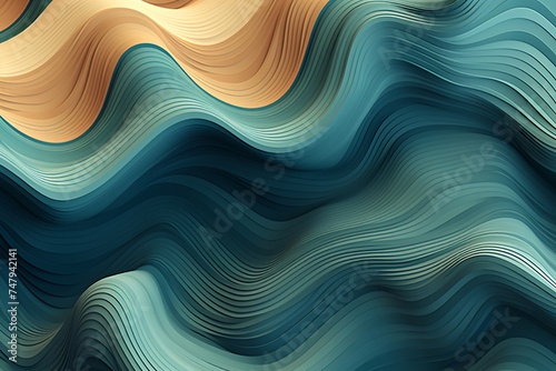a blue and tan wavy lines