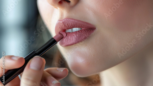 liquid lipstick on blotting lips