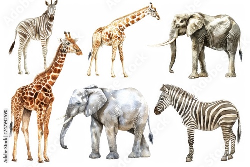 A diverse collection of animals standing side by side. Suitable for various projects © Fotograf