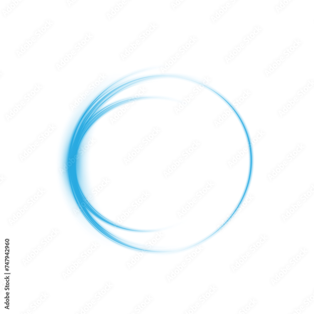 Blue spark circle light effect with magic glow. Abstract round glitter sparkle blue. Shiny luxury circular dust particle design set with starlight trail. PNG.