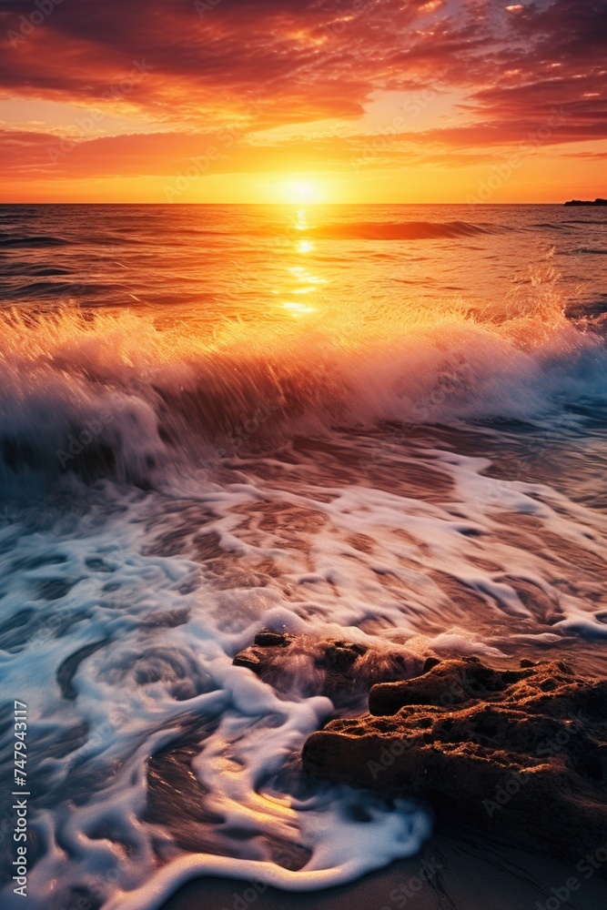 Beautiful sunset over the ocean, ideal for travel websites