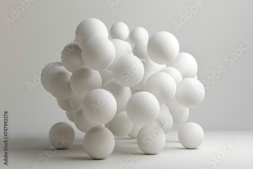 White balls displayed on a table, suitable for various creative projects