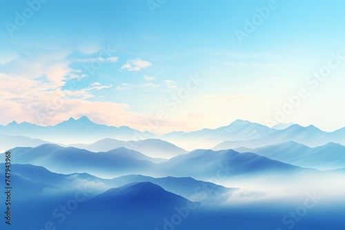 a blue sky with clouds and mountains photo