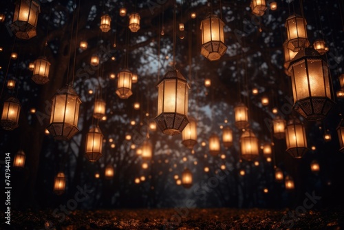 Lanterns with soft glowing lights forming