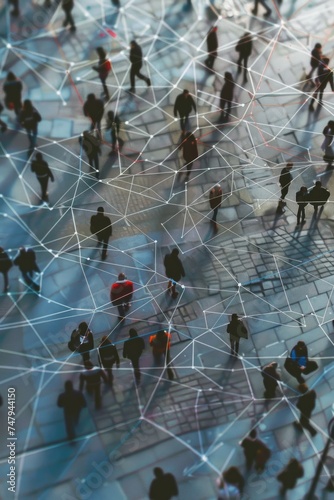 A group of people walking across a tiled floor. Suitable for business or travel concepts