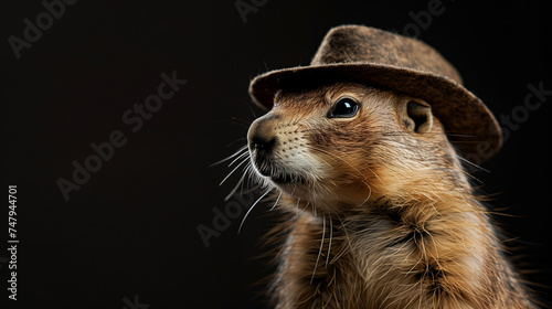 A Prairie Dog wearing a hat.