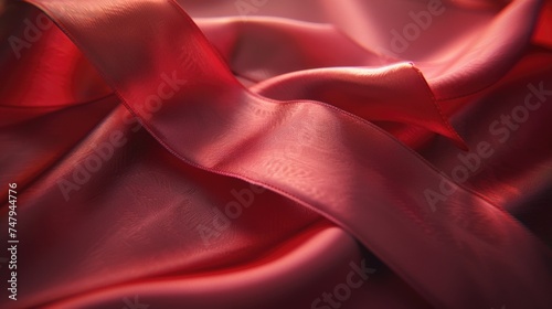 Close up of vibrant red satin material, perfect for fashion or texture backgrounds