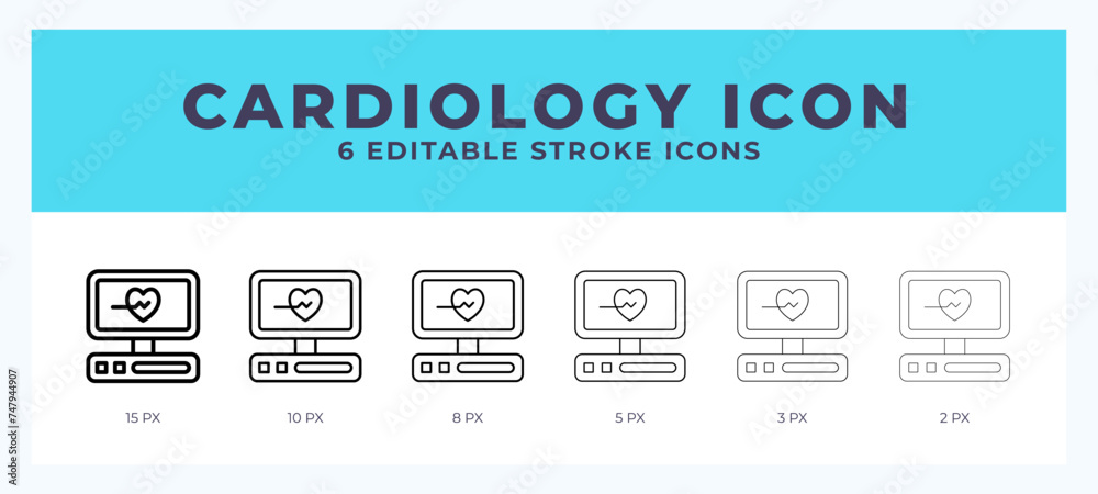 Cardiology icon with different stroke. Vector illustration. Cardiology icon with different stroke. Vector illustration.