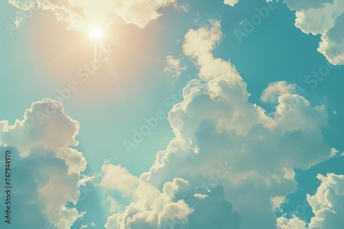 Sun shining through clouds in the sky. Suitable for weather and nature concepts