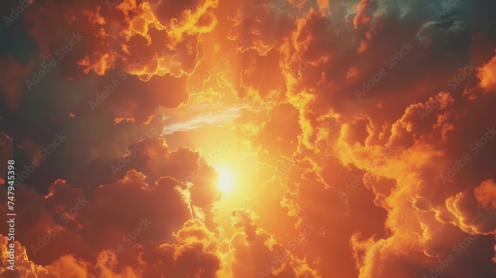 A plane flying through a cloudy sky at sunset. Suitable for travel and transportation concepts A plane flying through a cloudy sky at sunset. Suitable for travel and transportation concepts