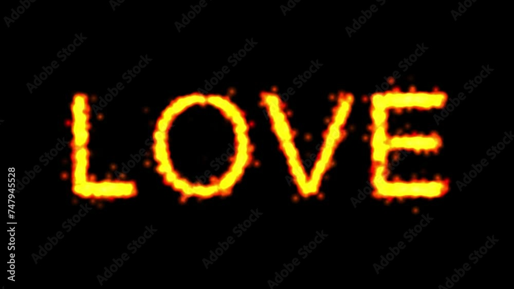 Love text with fire effect on plain black background Love text with fire effect on plain black background