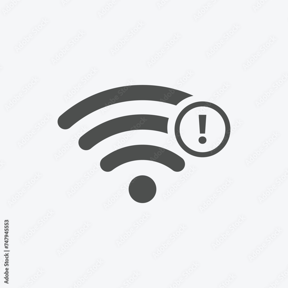 No wireless connection vector icon. Isolated wifi no connection vector illustration for website, ui ux, mobile app and graphic design No wireless connection vector icon. Isolated wifi no connection vector illustration for website, ui ux, mobile app and graphic design