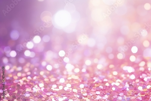 A vibrant pink and purple glitter background with an abundance of confetti. Perfect for adding a festive touch to any design project © Fotograf