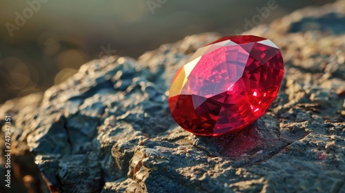 a red ruby gems on a rock