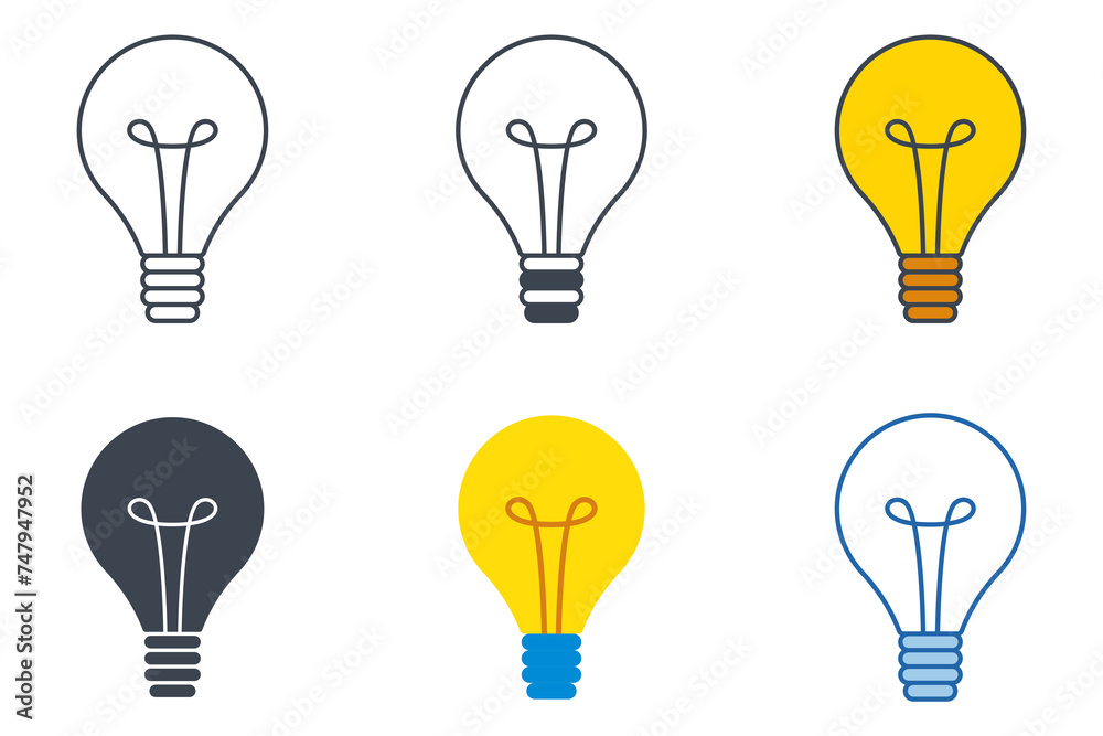 Light Bulb icons with different styles. Lighting Electric lamp symbol vector illustration isolated on white background Light Bulb icons with different styles. Lighting Electric lamp symbol vector illustration isolated on white background