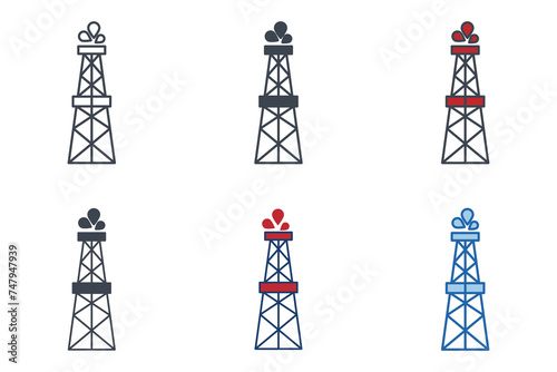 Oil Derrick icons with different styles. Oil rig symbol vector illustration isolated on white background