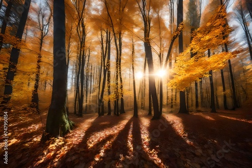 autumn forest in the morning