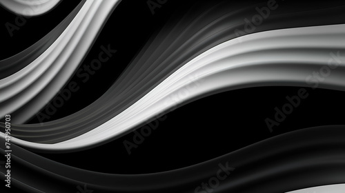 3d illustration of abstract wavy background with black and white colors