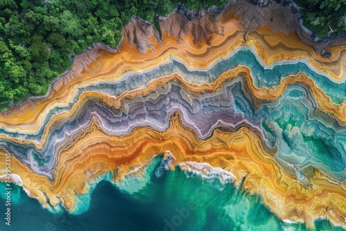 Aerial View of Vibrant Earthy Terrain Patterns 