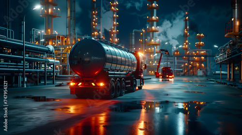 Transportation of oil and natural gas by truck in Oil Refinery factory and petrochemical plant