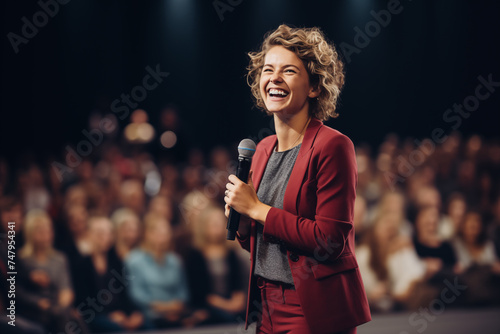 Engaging Speaker Commands Audience Attention, Perfect for Business Events.