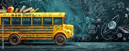 Ride the Wave with the Houston School Bus Generative AI photo