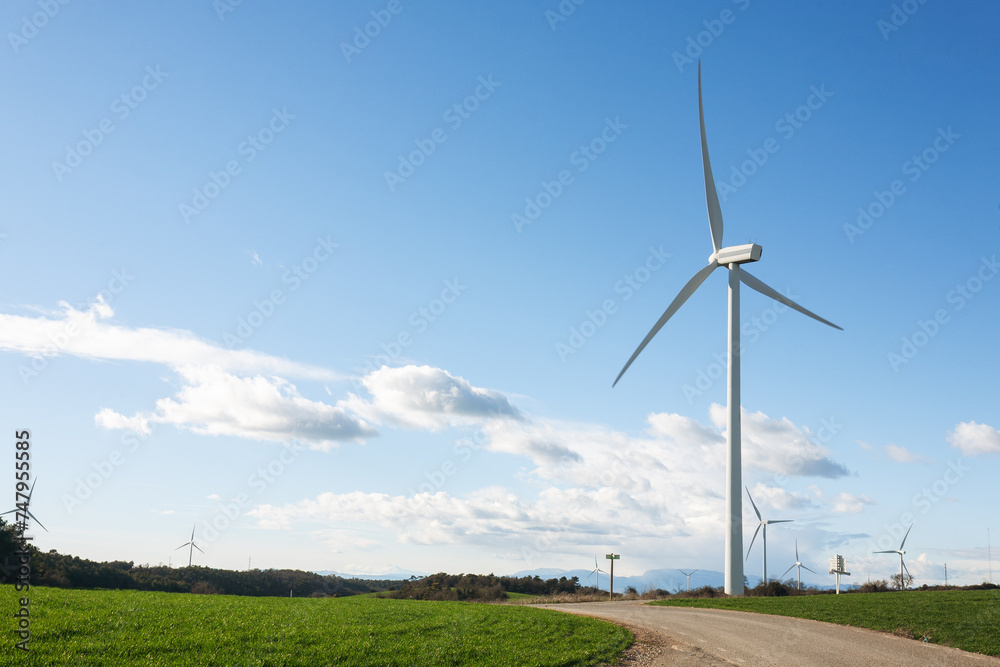wind turbine for the generation of green wind energy. copy space. renewable energy.