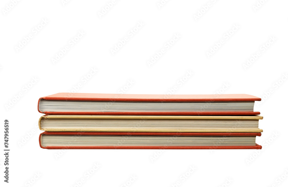 Stack of books isolated on the white,clipping path