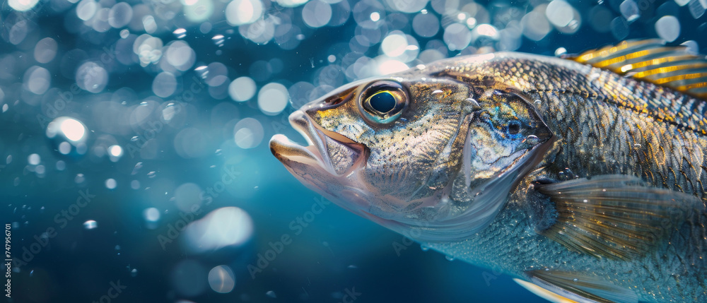 Obraz premium Close-up of a fish under water shimmering scales