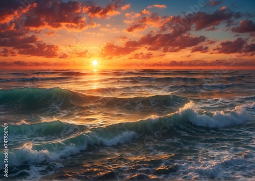 great sunset over the ocean © Rafli