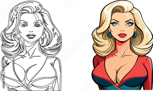 Colorful and transparent blonde woman figure-