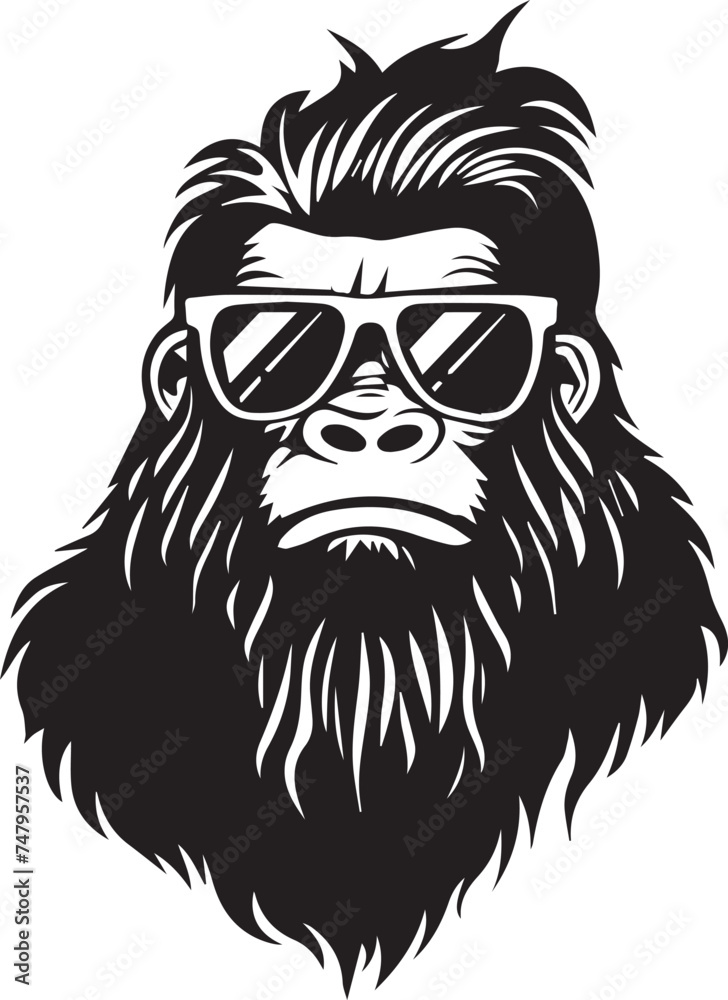 Bigfoot In Sunglasses Logo silhouettes on white background 