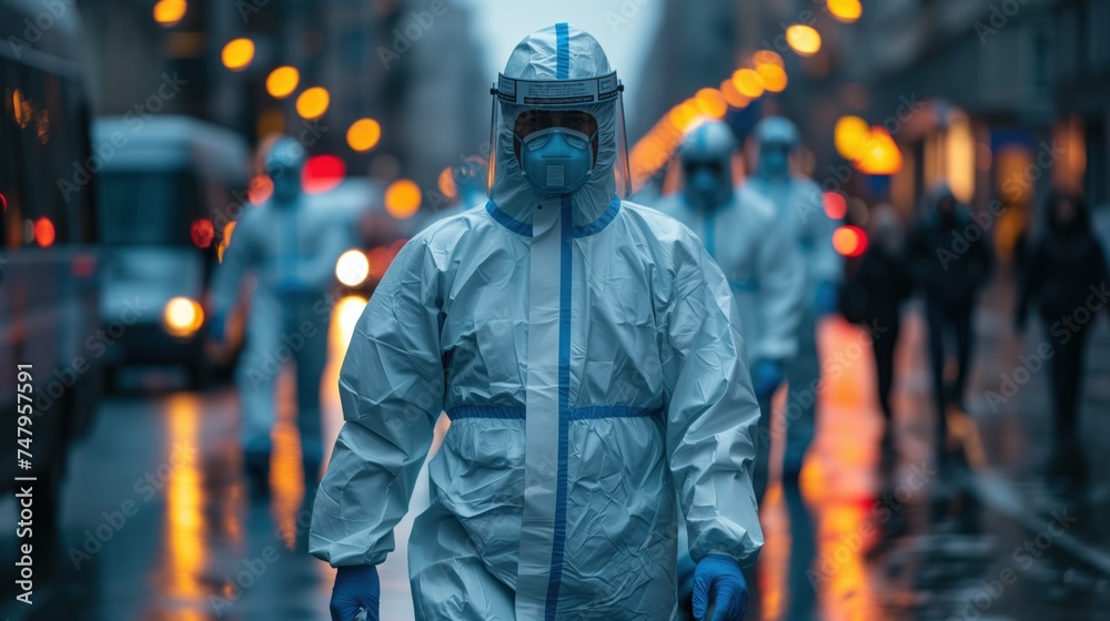 doctors in bio-protective pandemic suits