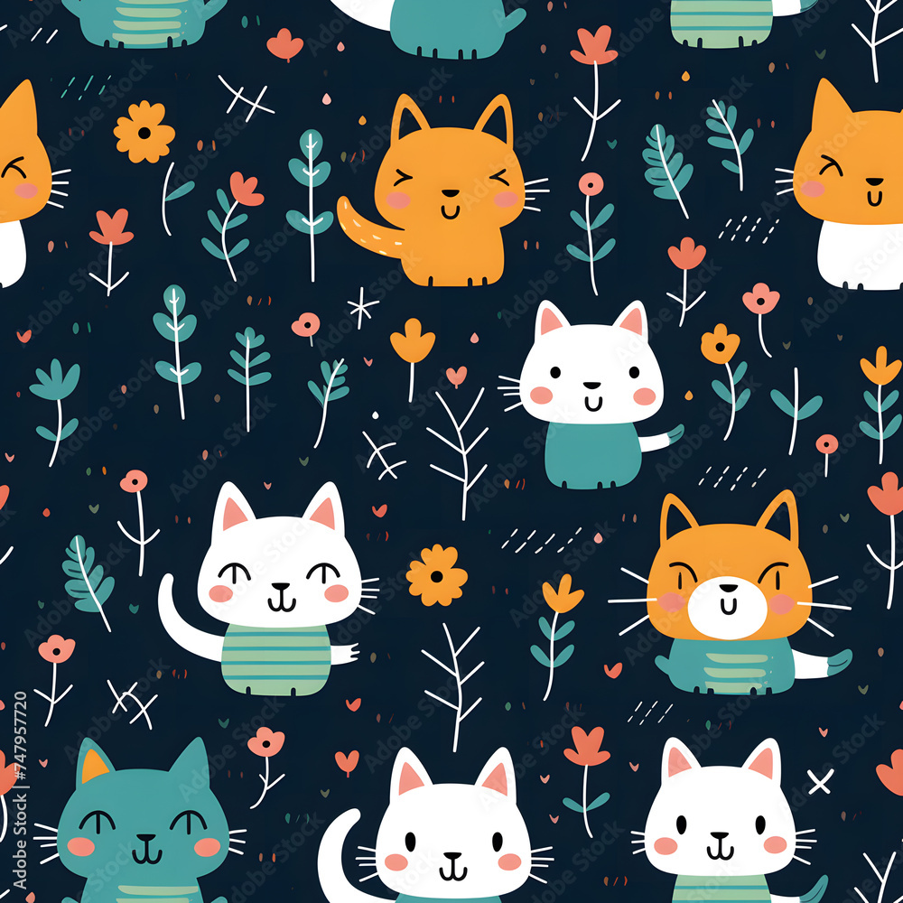 seamless background with cats seamless background with cats