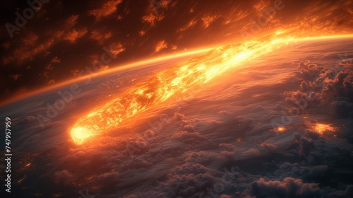 fiery meteorite flying to earth © Olexandr