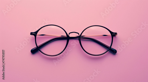 Eyeglasses on Pink Background