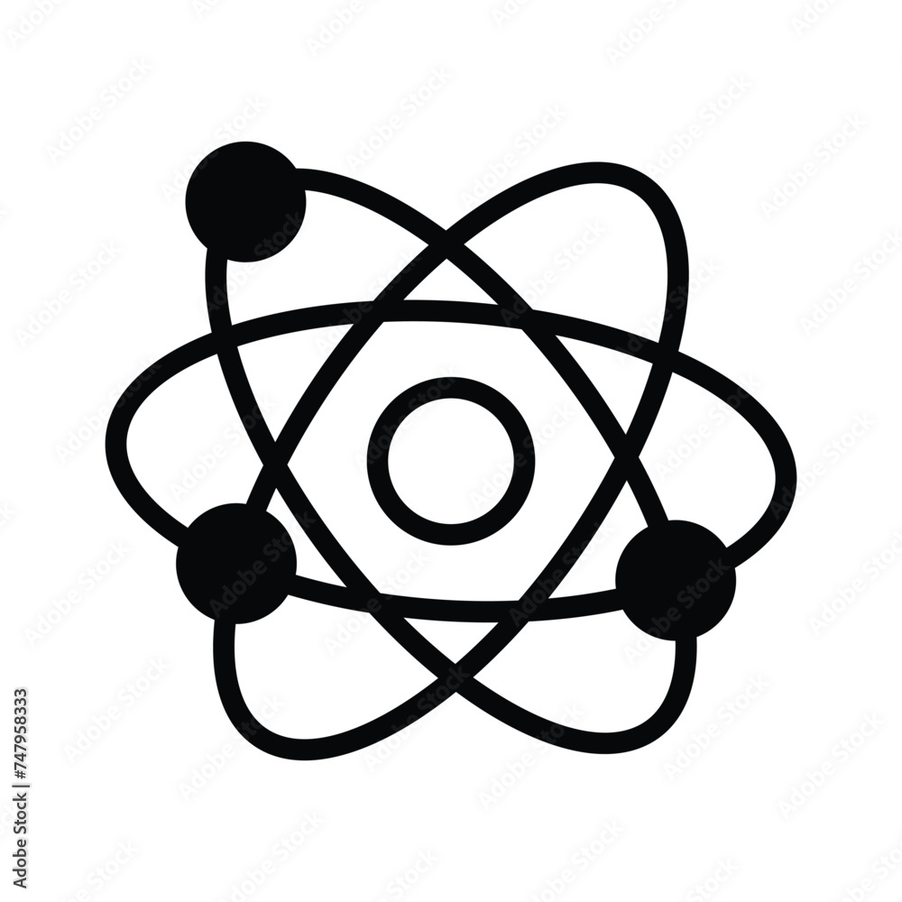 An isometric vector style of quantum physics, atom icon design An isometric vector style of quantum physics, atom icon design