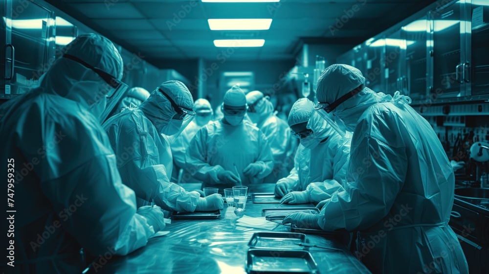 group of doctors surgeons in operating room group of doctors surgeons in operating room