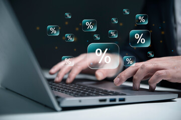 touching percent symbol with arrows
