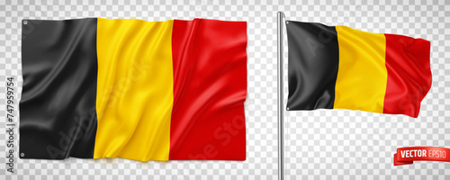 Vector realistic illustration of belgian flags on a transparent background. photo