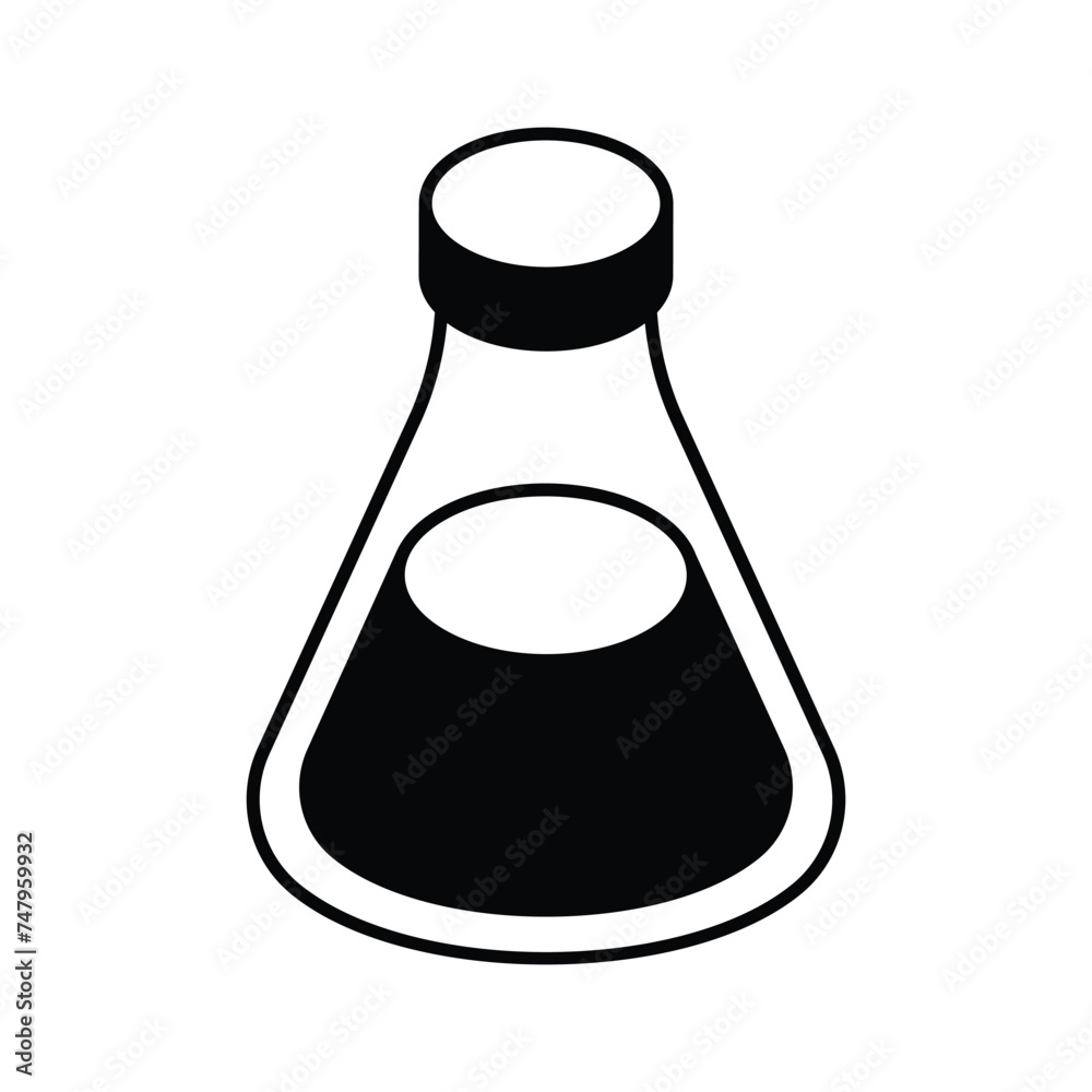 Liquid inside flask showing concept of lab experiment, medical research vector design