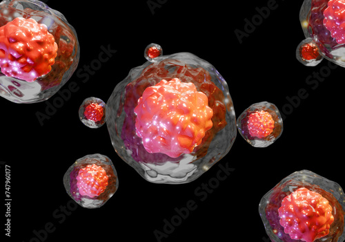Human cells on a dark background. 3d illustration