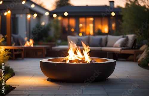 Modern Backyard with Fire Pit