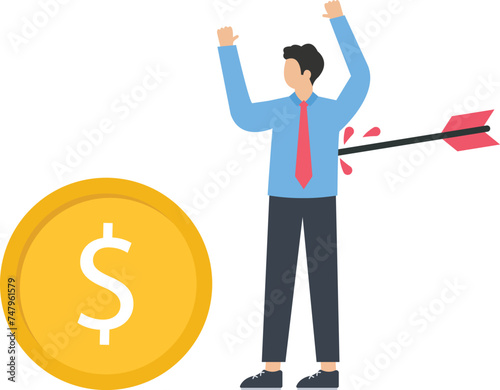 Victim of failed business or investment product, Pain from stress problem of overwork concept,

