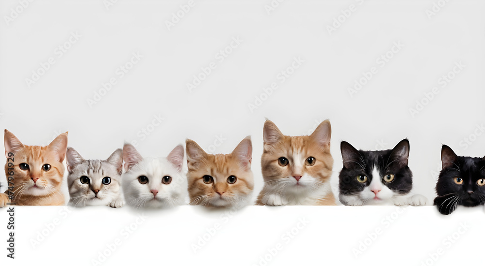 Fototapeta premium kittens on a solid background Generative AI