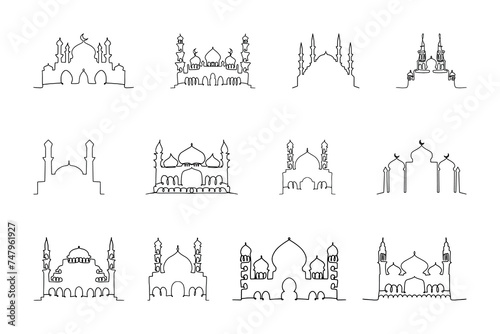 Vector Islamic flat mosque silhouette