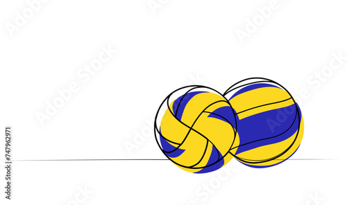 continuous drawing of a volleyball ball in one line. vector