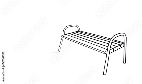 continuous drawing of a bench with one line.
